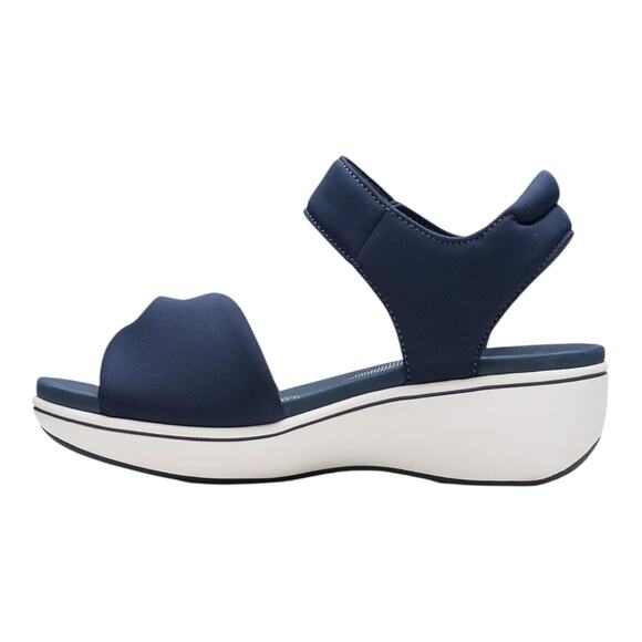 Clarks Women's Cloudsteppers Breeze Rae Sara Wedge Sandals Navy Size 8 1/2 W - Picture 3 of 6